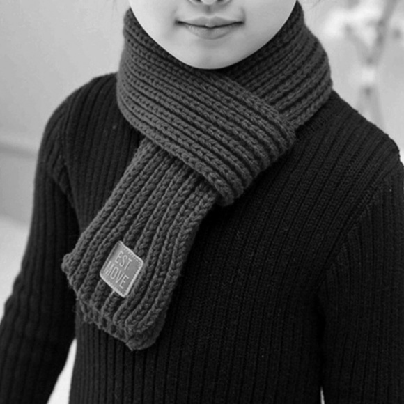 Solid Beige Soft Kitted Kids Children's Scarf Wrap - Picture 6 of 6